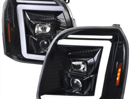 Spec-D Projector Headlights GMC Yukon (07-14) Switchback LED DRL C-Bar - Black   Chrome Online now