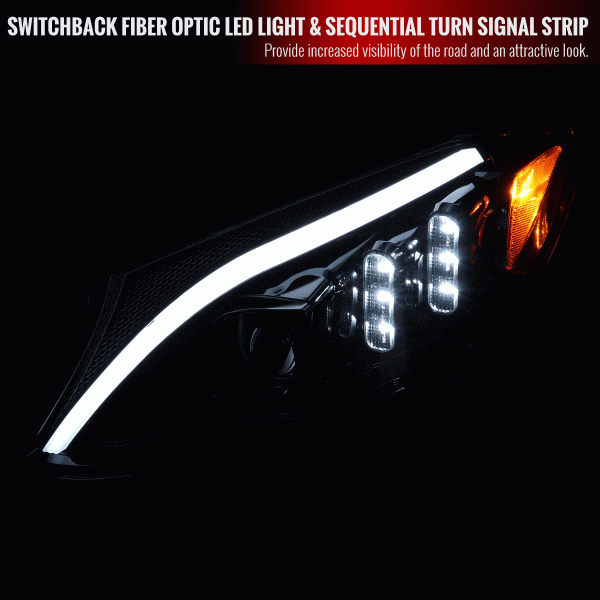 Spec-D Projector Headlights Mercedes C250 C300 C400 C450 Sedan W205 (15-18) LED DRL Bar - Black   Chrome Supply