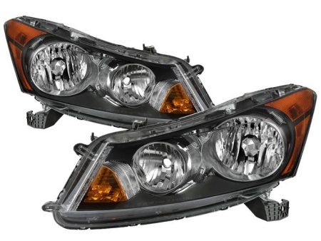 Xtune Crystal Headlights Honda Accord Sedan (08-12) Black w  Amber Signal Lights Fashion