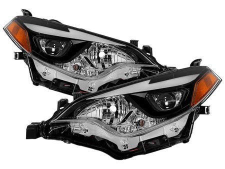 Xtune Headlights Toyota Corolla (14-16) [OE Style - w  LED DRL] Black   Chrome w  Amber Turn Signal Lights Discount