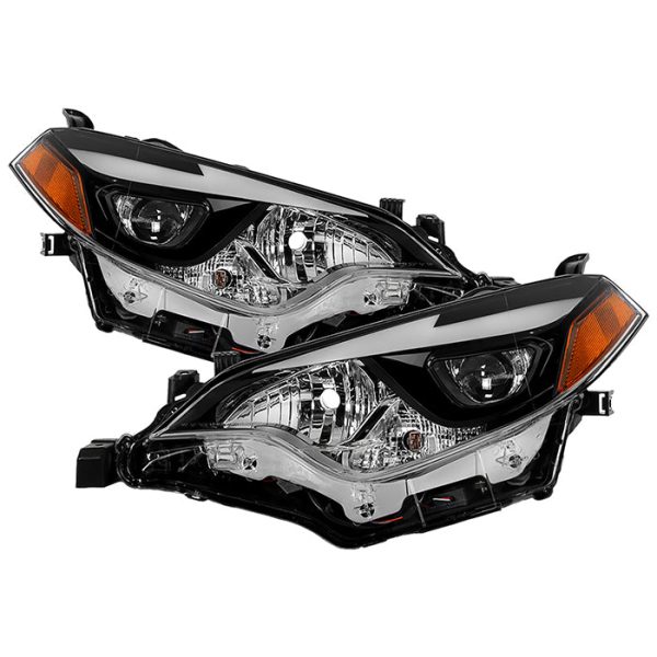 Xtune Headlights Toyota Corolla (14-16) [OE Style - w  LED DRL] Black   Chrome w  Amber Turn Signal Lights Discount