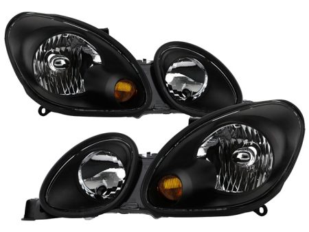 Xtune Crystal Headlights Lexus GS300 GS400 GS430 (98-05) Black w  Amber Turn Signal Lights Cheap