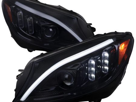 Spec-D Projector Headlights Mercedes C250 C300 C400 C450 Sedan W205 (15-18) LED DRL Bar - Black   Chrome Supply